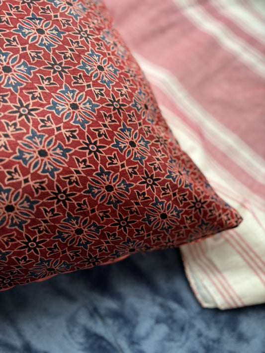 Red Ajarakh Mashru Silk