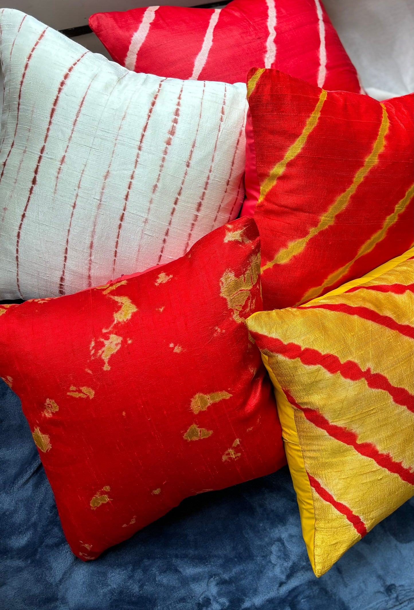 Red and Gold Tie & Dye Pure Raw Silk